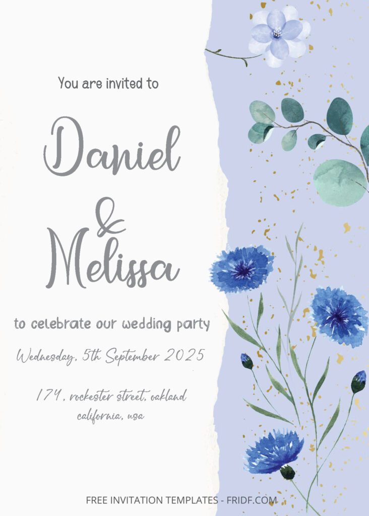 FREE PDF Invitation - Blue Spring Wedding Invitation Templates - FRIDF ...