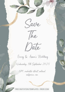 FREE PDF Invitation - Calm Spring Wedding Invitation Templates