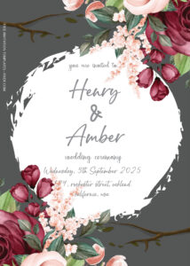 FREE PDF Invitation - Flower Tree Wedding Invitation Templates