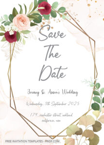 FREE PDF Invitation - Good Luck Floral Wealth Wedding Invitation Templates