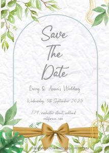 FREE PDF Invitation - Greenery Present Wedding Invitation Templates