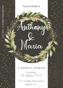 FREE PDF Invitation - Imaginary Floral Wreath Wedding Invitation Templates
