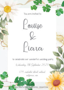 FREE PDF Invitation - Little Daisies Floral Wedding Invitation Templates