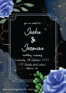FREE PDF Invitation - Magical Blue Roses Wedding Invitation Templates