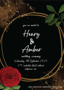 FREE PDF Invitation - Majestic Rose Wedding Invitation Templates 
