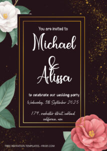FREE PDF Invitation - Midnight Peony Wedding Invitation Templates