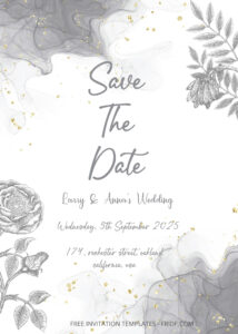 FREE PDF Invitation - Monochrome Floral Wedding Invitation Templates