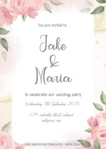 FREE PDF Invitation - Pink Peony Wedding Invitation Templates