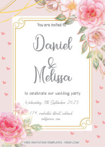 FREE PDF Invitation - Pink Valentine Floral Wedding Invitation Templates