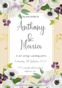 FREE PDF Invitation - Purple Spring Wedding Invitation Templates