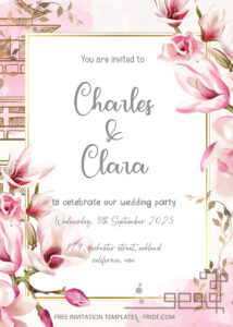 FREE PDF Invitation - Sakura Town Wedding Invitation Templates