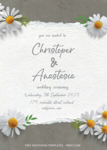 FREE PDF Invitation - Simple Chrysanthemum Wedding Invitation Templates
