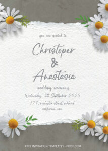 FREE PDF Invitation - Simple Chrysanthemum Wedding Invitation Templates