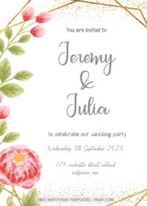 FREE PDF Invitation - Simple Peony Floral Wedding Invitation Templates