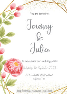 FREE PDF Invitation - Simple Peony Floral Wedding Invitation Templates