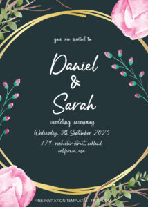 FREE PDF Invitation - Spring Memories Wreath Wedding Invitation Templates