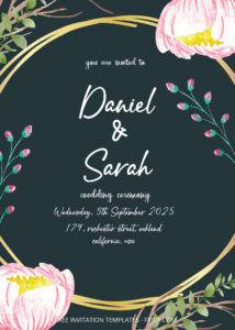 FREE PDF Invitation - Spring Memories Wreath Wedding Invitation Templates