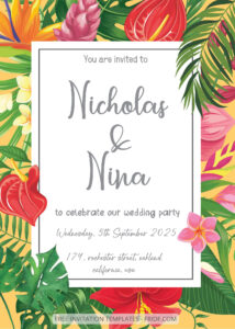 FREE PDF Invitation - Tropical Island Wedding Invitation Templates