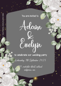 FREE PDF Invitation - White Peony Wedding Invitation Templates