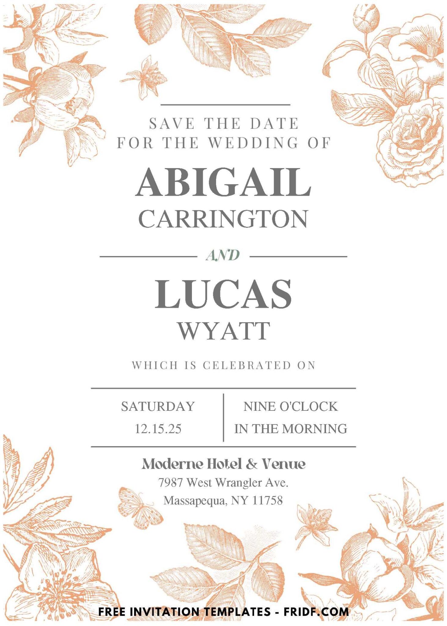 (Easily Edit PDF Invitation) Hand Drawn Floral Wedding Invitation ...