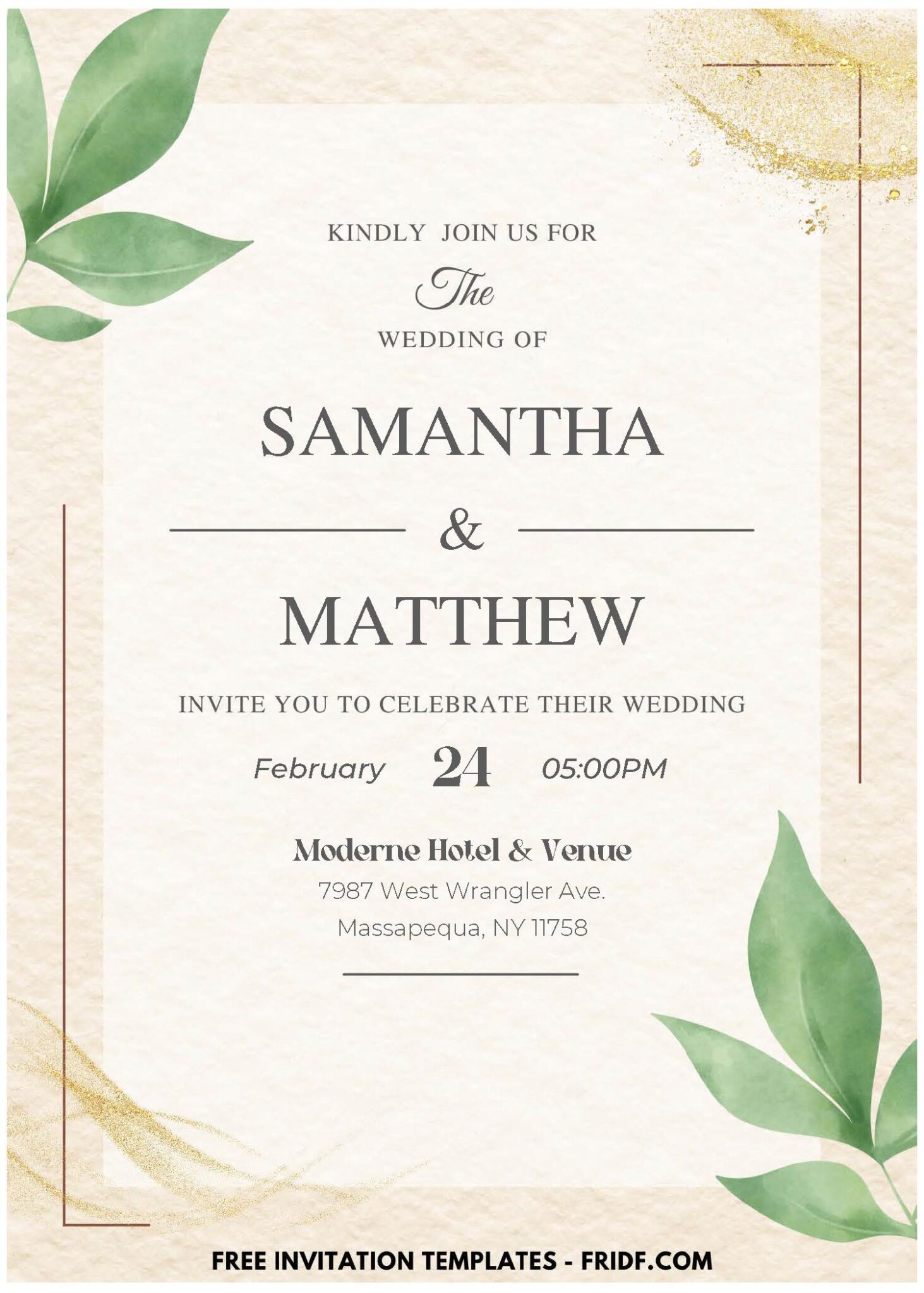 (Easily Edit PDF Invitation) Rustic Foliage Wedding Invitation