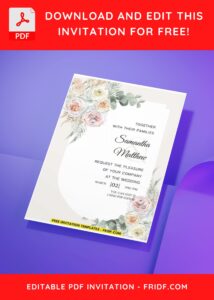 (Easily Edit PDF Invitation) Beautiful Blush Pink Rose Wedding Invitation A