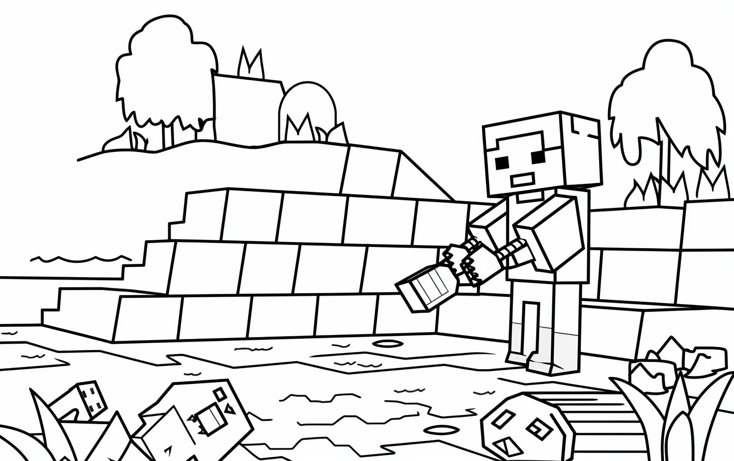 Minecraft Coloring Pages 3 scaled - Images of (Free PDF Invitation) Minecraft Sleepover Gamer Birthday Invitation - Template no. 14