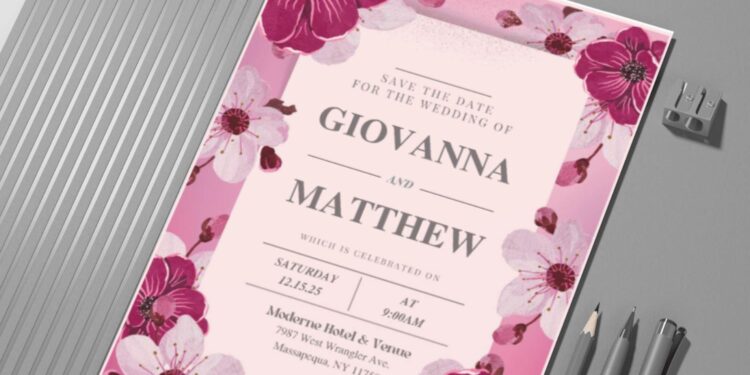 (Easily Edit PDF Invitation) Delicate Spring Poppy Wedding Invitation