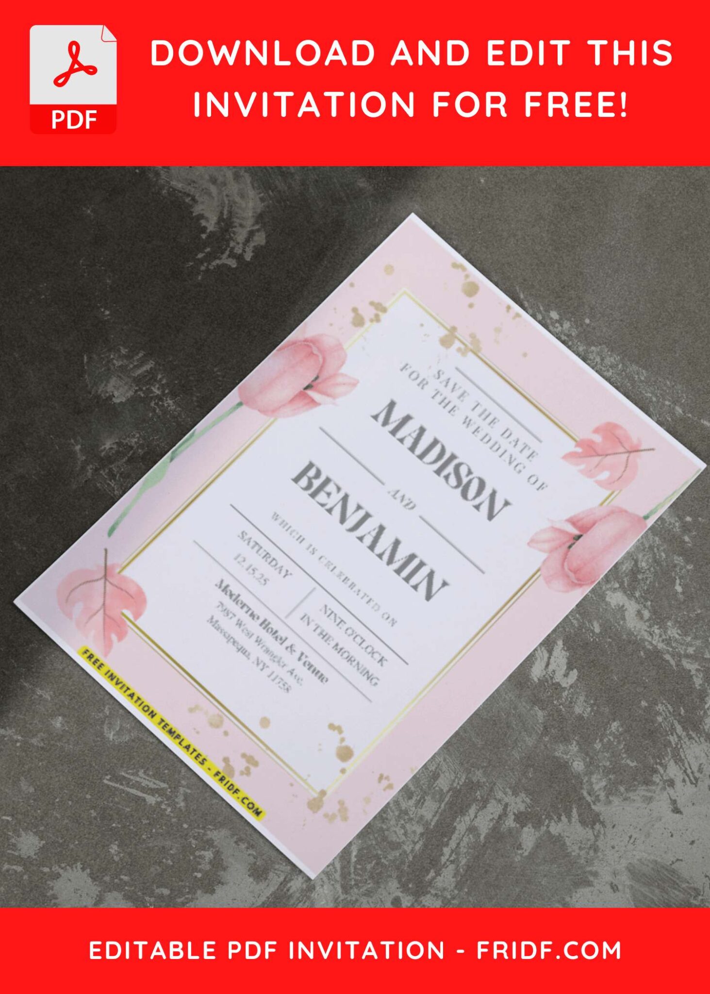 (Easily Edit PDF Invitation) Spring Tulip Wedding Invitation - FRIDF ...