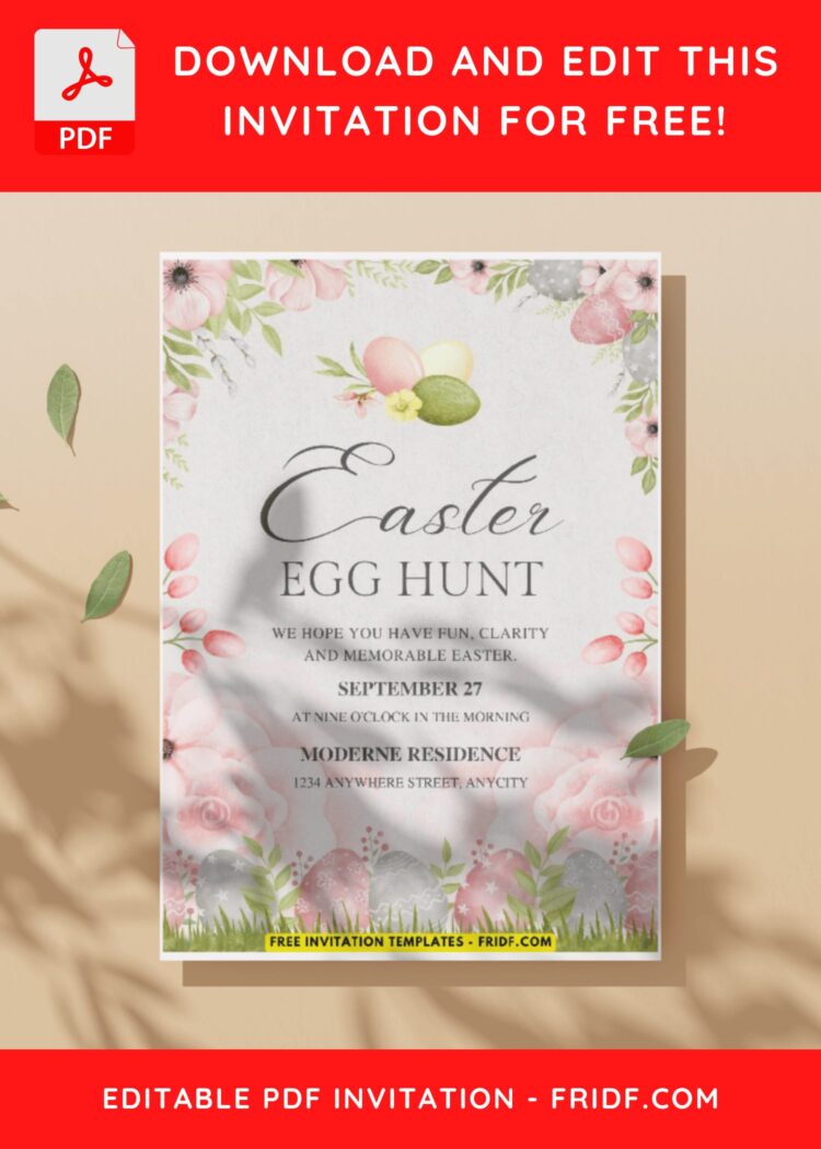 (Easily Edit PDF Invitation) Easter Egg Hunt Floral Invitation - FRIDF ...