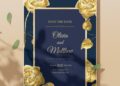 (Easily Edit PDF Invitation) Gleaming Gold Floral & Greenery Wedding Invitation
