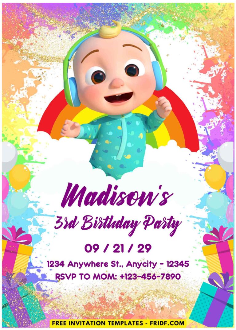 (Easily Edit PDF Invitation) Rainbow Splash Cocomelon Birthday ...