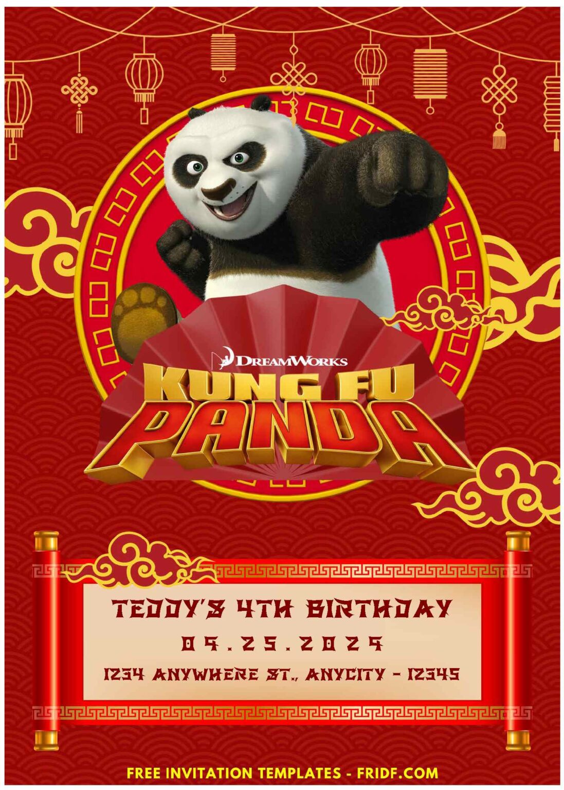 Easily Edit Pdf Invitation Awesome Kung Fu Panda Birthday Invitation Fridf Download Free