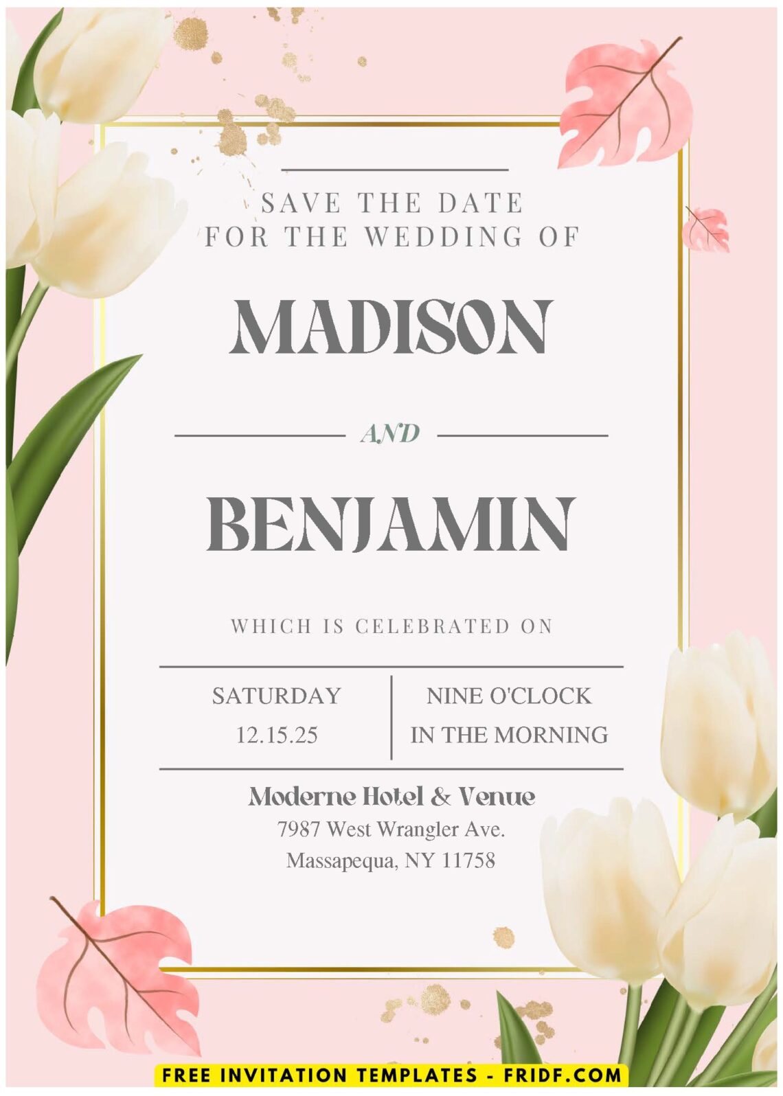 (Easily Edit PDF Invitation) Spring Tulip Wedding Invitation - FRIDF ...