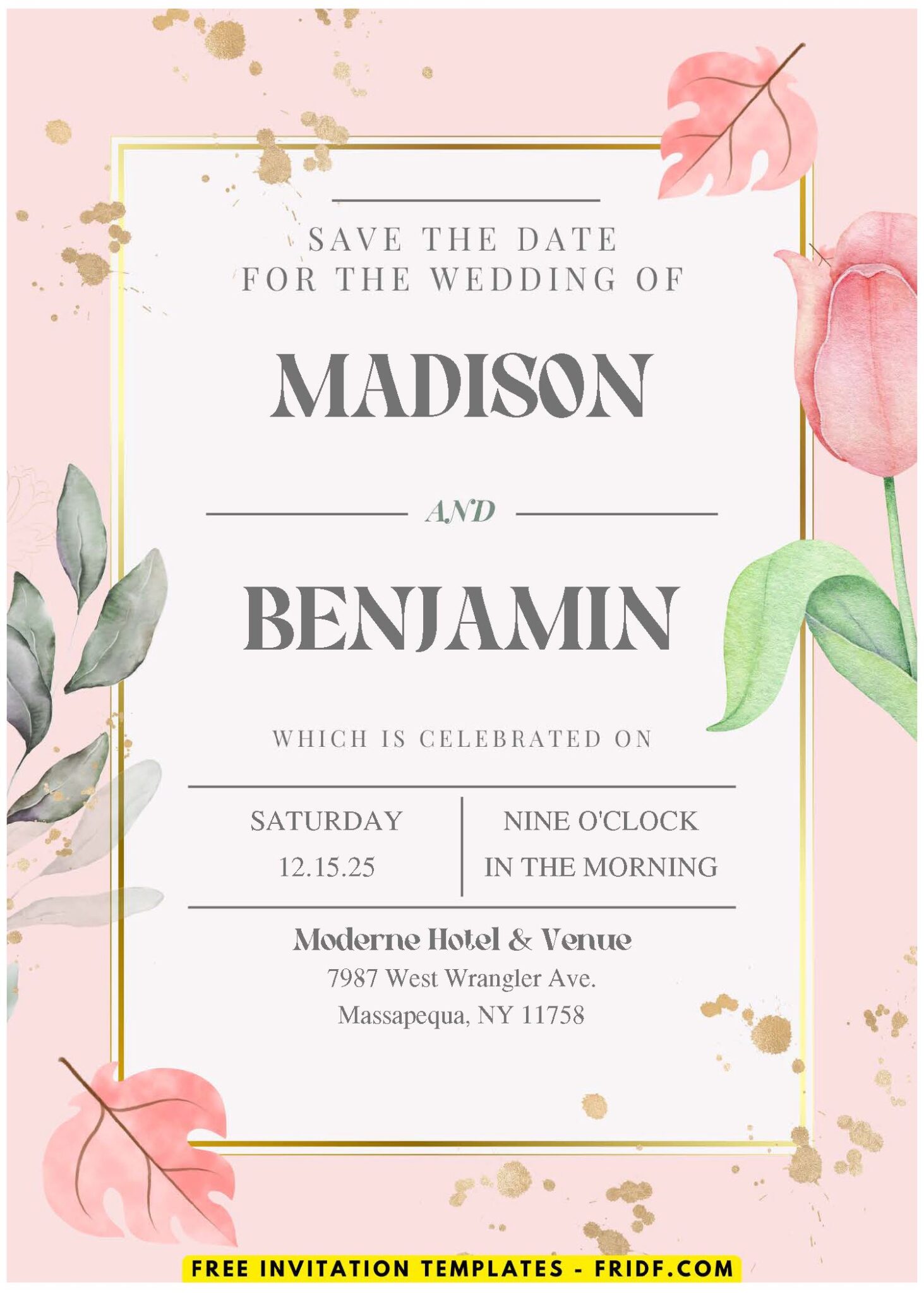 (Easily Edit PDF Invitation) Spring Tulip Wedding Invitation - FRIDF ...