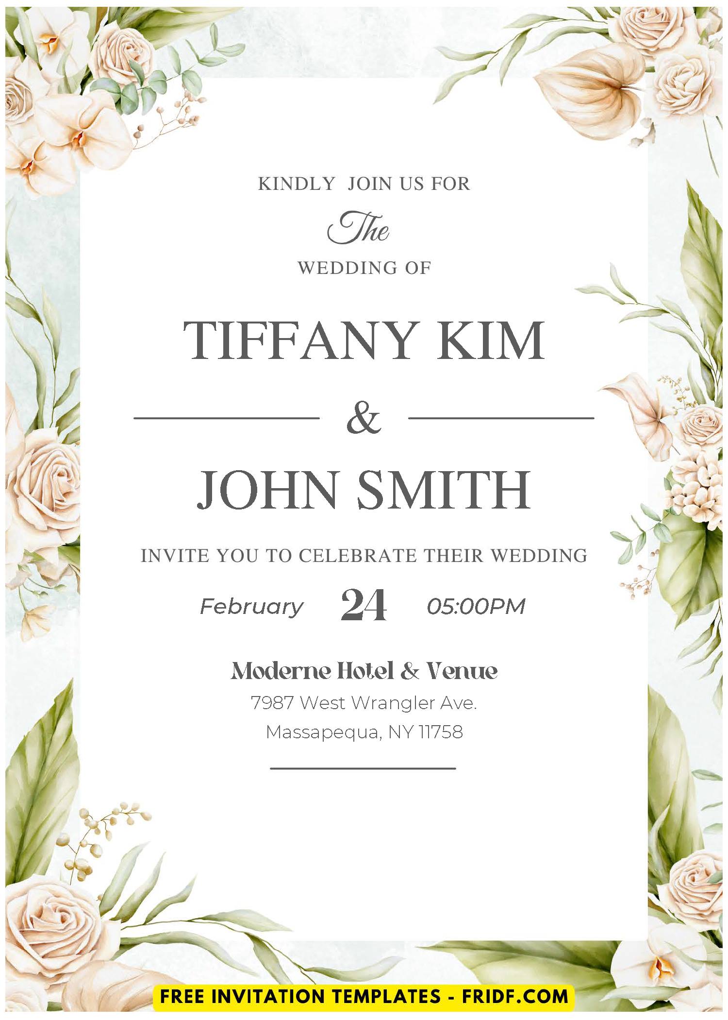 (Easily Edit PDF Invitation) Watercolor Boho Floral Wedding Invitation ...