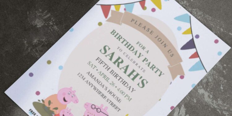 (Free PDF Invitation) Colorful Sprinkle Peppa Pig Birthday Invitation