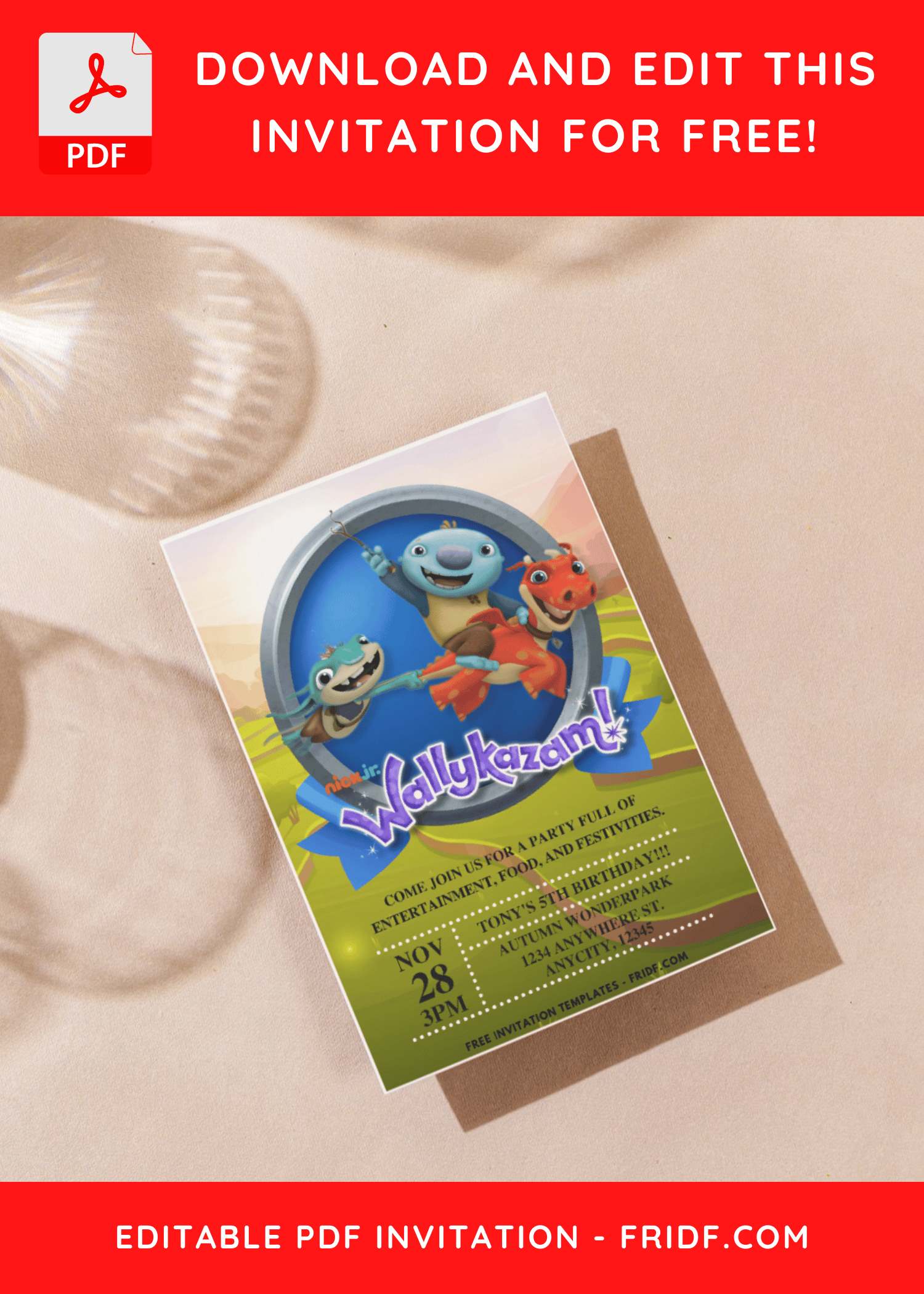 (Free PDF Invitation) Nick Jr. Wallykazam Birthday Invitation