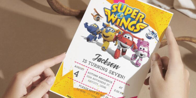 (Easily Edit PDF Invitation) Super Fun Super Wings Birthday Invitation