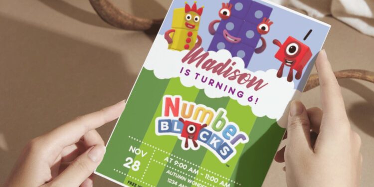 (Free PDF Invitation) Numberblocks Birthday Invitation For Kids