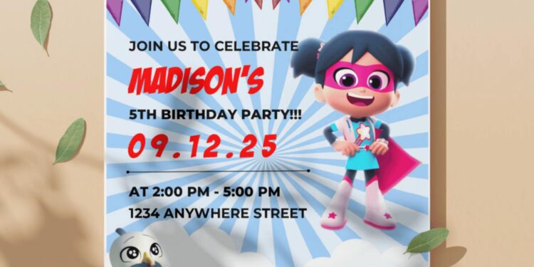 (Free PDF Invitation) Lovely Fun Starbeam Birthday Invitation