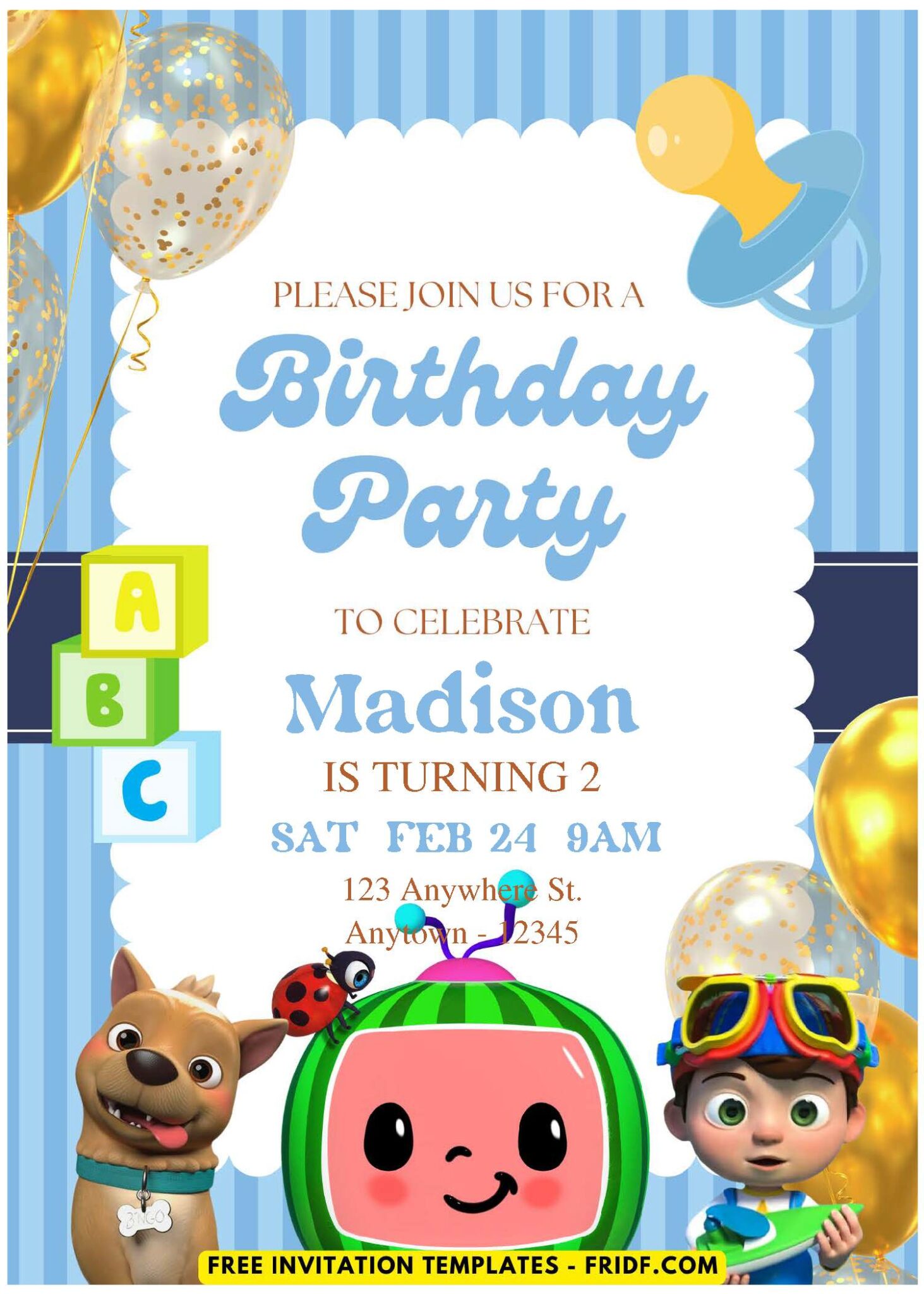 (free Pdf Invitation) Cocomelon Birthday Invitation For Toddlers - Fridf