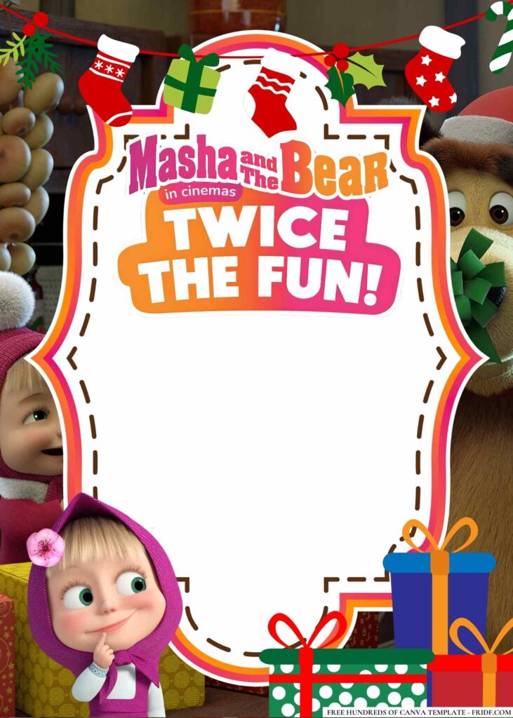 FREE Editable Masha And The Bear Birthday Invitations - FRIDF