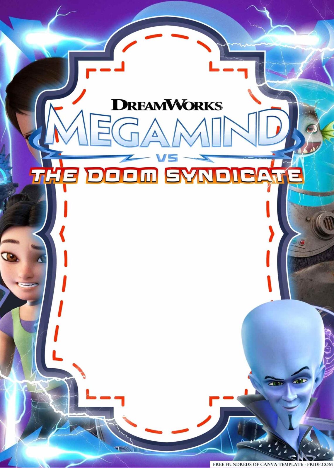 FREE Editable Megamind vs. The Doom Syndicate Birthday Invitations ...