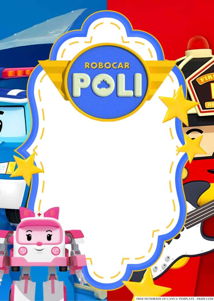 FREE Editable Robocar Poli Birthday Invitations