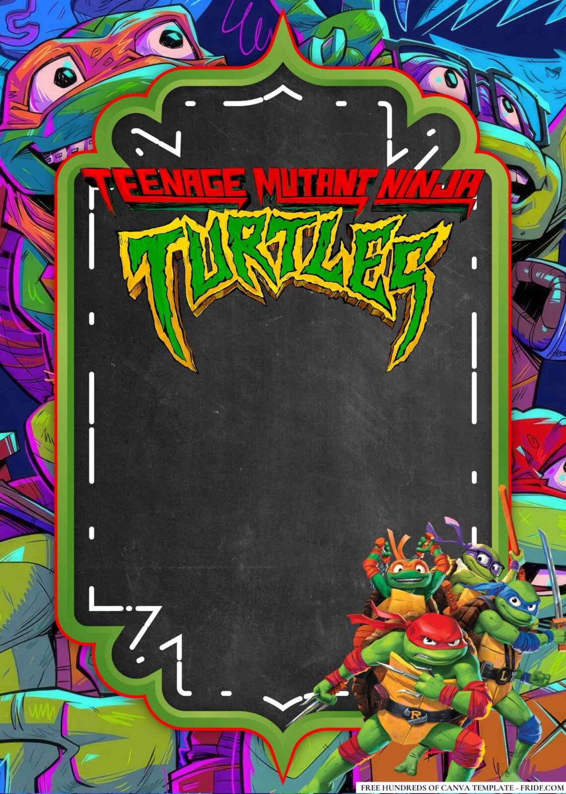 Free Editable Teenage Mutant Ninja Turtles Birthday Invitations - FRIDF