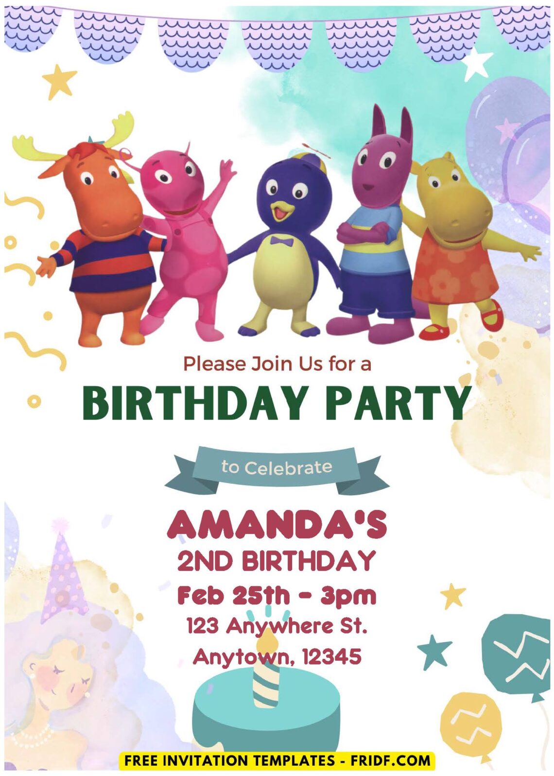 (Free PDF Invitation) Whimsy Nick Jr Backyardigans Birthday Invitation ...