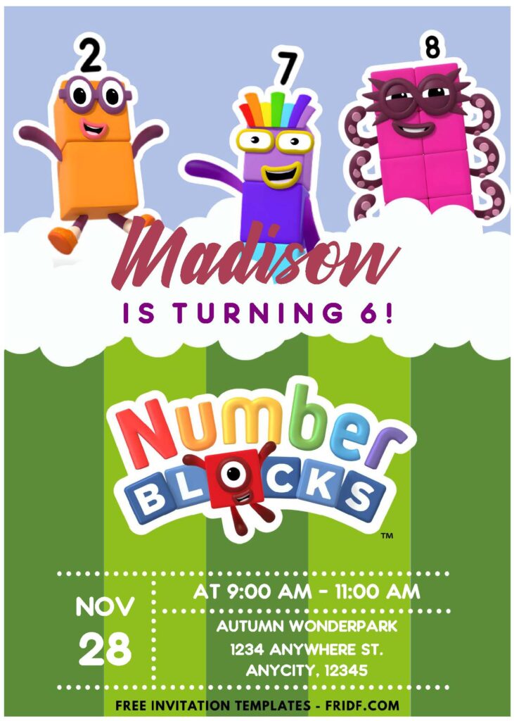 (Free PDF Invitation) Numberblocks Birthday Invitation For Kids