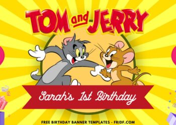 (Free Canva Template) Classic Fun Tom & Jerry Birthday Backdrop Templates