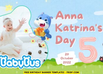 (Free Canva Template) Magical BabyBus Birthday Banner Templates